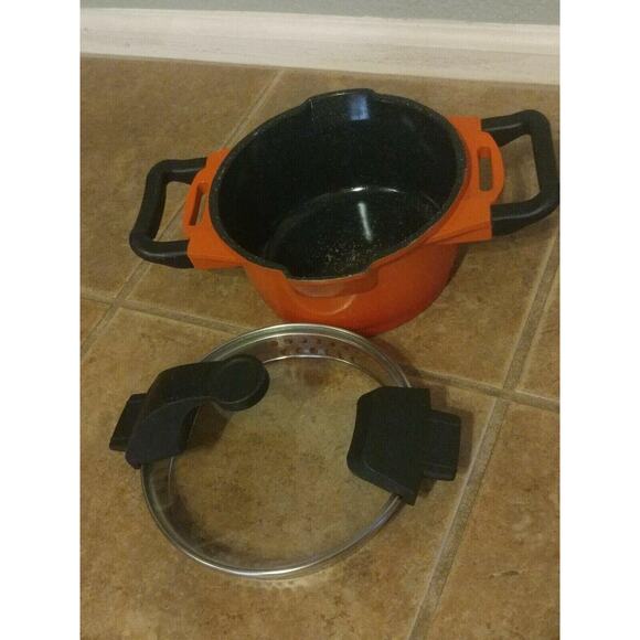 BergHOFF Virgo 11'' Long Stock Pot 7.7 Qt. Orange - Induction Cookware Nonstick - Picture 4 of 12